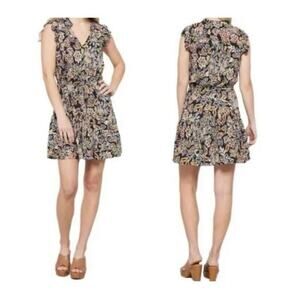 Velvet Graham & Spencer Paloma Floral FireGlow Tie Waist Ruffle Mini Dress New L